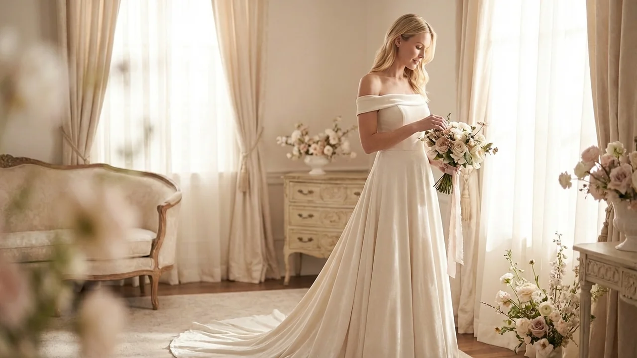 Vivienne Velvet A-Line Winter Wedding Dress - 5